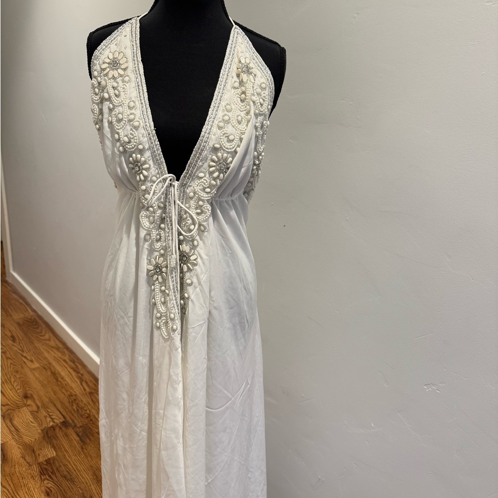 White Halter Maxi Gown for Brides and for beach resorts